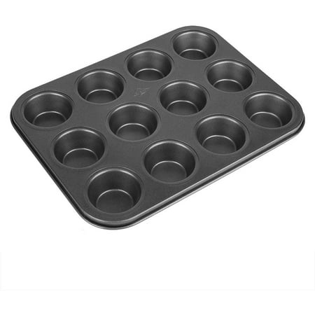 12Cup Cupcake Mould Muffin Tray Non Stick Carbon Steel Pan Baking Round